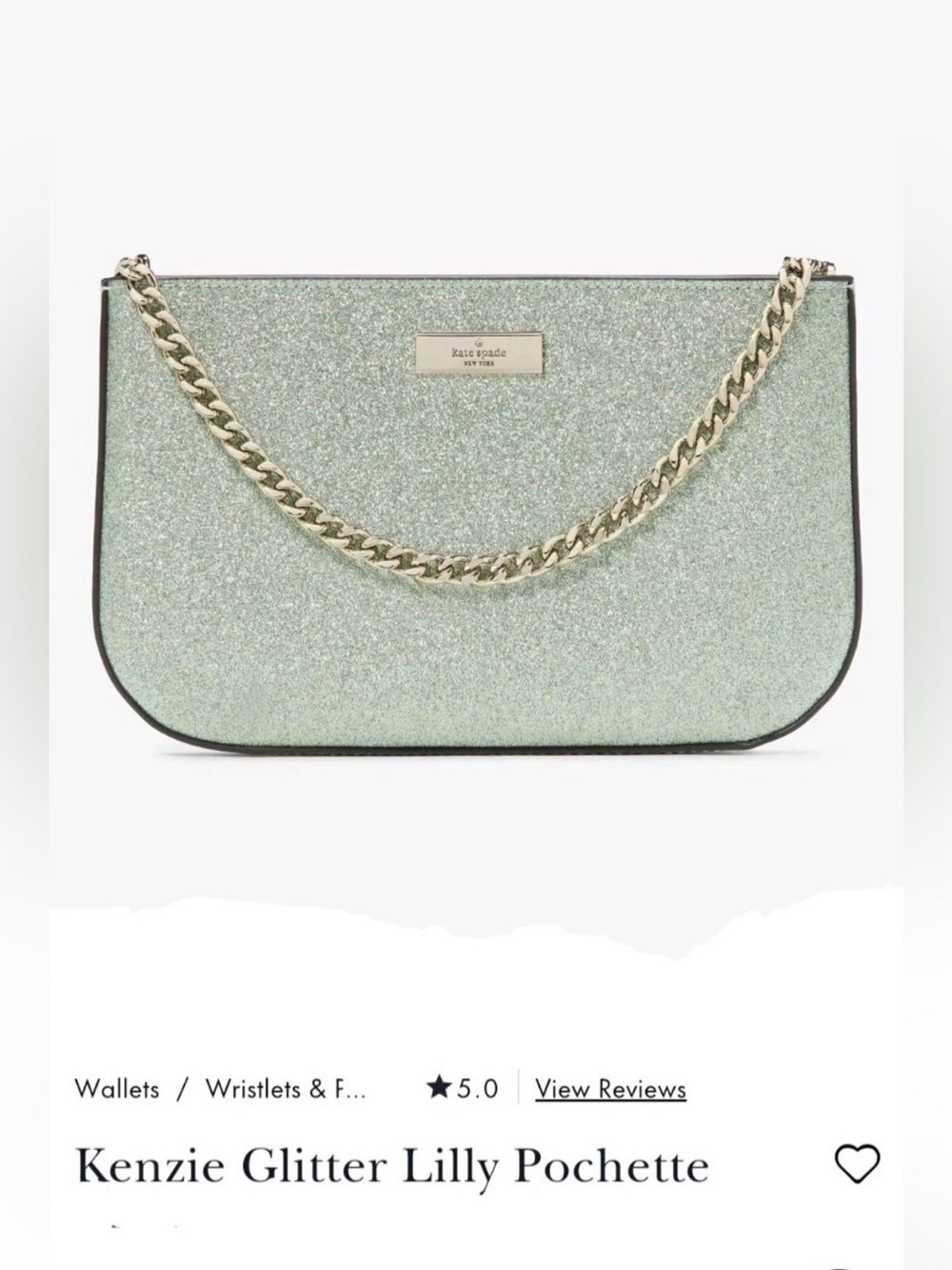 kate spade Mint Glitter Chain-Handle Pochette